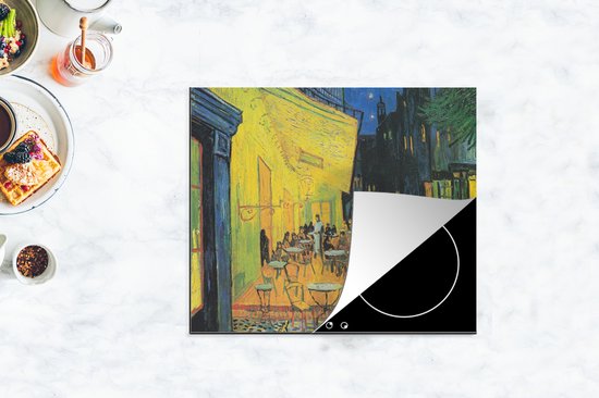 KitchenYeah® Inductie beschermer 60x52 cm - Caféterras bij nacht - Vincent van Gogh - Kookplaataccessoires - Afdekplaat voor kookplaat - Inductiebeschermer - Inductiemat - Inductieplaat mat