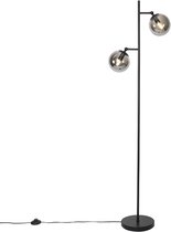 Bol.com QAZQA pallon - Art Deco Vloerlamp | Staande Lamp - 2 lichts - H 1530 mm - Zilver - Woonkamer | Slaapkamer | Keuken aanbieding