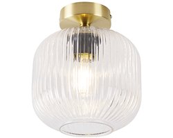 QAZQA karel – Art Deco Plafondlamp – 1 lichts – Ø 200 mm – Goud/messing – Woonkamer | Slaapkamer | Keuken