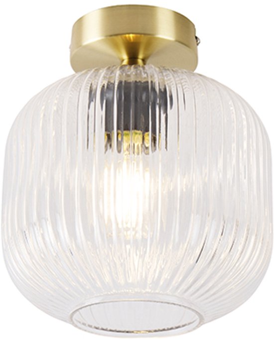 QAZQA karel - Art Deco Plafondlamp - 1 lichts - Ø 200 mm - Goud/messing - Woonkamer | Slaapkamer | Keuken