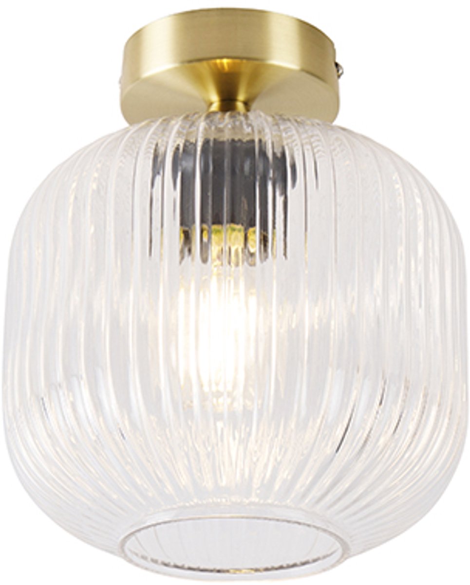 QAZQA karel - Art Deco Plafondlamp - 1 lichts - Ø 200 mm - Goud/messing - Woonkamer | Slaapkamer | Keuken
