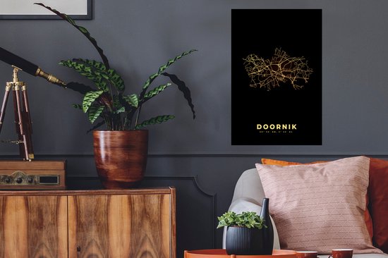 Stickers Stickers muraux - Plan de la ville - België - Or - Carte - Carte - Tournai - 40x60 cm - Film adhésif