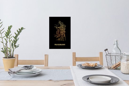 Stickers muraux - Duisbourg - Carte - Or - Carte - Plan de la ville - 20x30 cm - Feuille adhésive