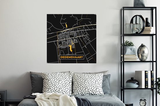 Stickers muraux - Dedemsvaart - Black and Gold et Or - Plan de la ville - Carte - Plan d'étage - 100x100 cm - Feuille adhésive XXL