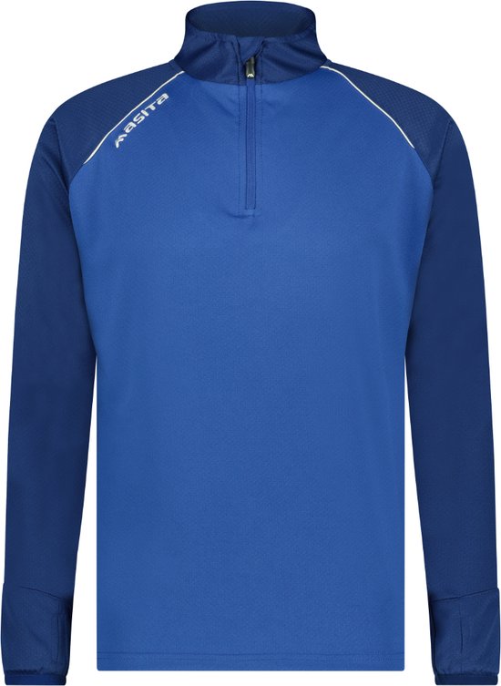 Masita | Sweater Heren Half Zip Sporttrui Dames Korte ritssluiting Trui met duimgaten Ook Kindermaten - ROYAL BLUE - L