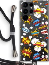 Case Company® - Samsung Galaxy S22 Ultra hoesje met Koord - Pow Smack - Telefoonhoesje met Zwart Koord - Bescherming aan alle Kanten en Over de Schermrand