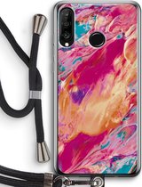 Case Company® - Huawei P30 Lite hoesje met Koord - Pastel Echoes - Telefoonhoesje met Zwart Koord - Bescherming aan alle Kanten en Over de Schermrand