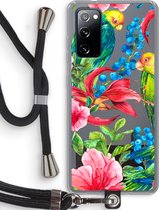 Case Company® - Samsung Galaxy S20 FE / S20 FE 5G hoesje met Koord - Papegaaien - Telefoonhoesje met Zwart Koord - Bescherming aan alle Kanten en Over de Schermrand