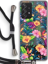 Case Company® - Samsung Galaxy A52 hoesje met Koord - Tropisch 2 - Telefoonhoesje met Zwart Koord - Bescherming aan alle Kanten en Over de Schermrand