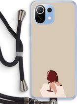 Case Company® - Xiaomi Mi 11 Lite hoesje met Koord - I drink wine - Telefoonhoesje met Zwart Koord - Bescherming aan alle Kanten en Over de Schermrand