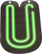 slingerletter Neon U 24 cm karton zwart/groen