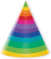 feesthoedjes regenboog karton 25cm 8 stuks