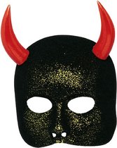 verkleedmasker Duivel rood/zwart/goud one-size