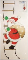 sticker kerstman op ladder 23 x 49 cm rood/wit