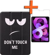 Hoes Geschikt voor iPad Air 2022 Hoes Tri-fold Tablet Hoesje Case Met Screenprotector - Hoesje Geschikt voor iPad Air 5 2022 Hoesje Hardcover Bookcase - Don't Touch Me