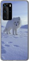 Telefoonhoesje Geschikt voor Huawei P40 Pro hoesje - Vos - Sneeuw - Bergen - Siliconen Telefoonhoesje
