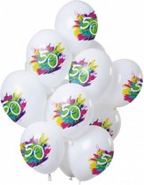 ballonnen Color Splash 50 Jaar 30 cm latex wit 12 stuks