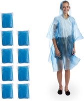 Relaxdays regenponcho - set van 10 - poncho - met capuchon - regenkleding - cape - geel