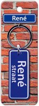 sleutelhanger straatnaam RenÃ© 9 cm staal blauw