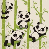 servetten Panda 33 cm papier groen/zwart 20 stuks