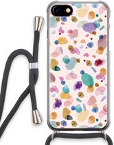 Case Company® - iPhone SE 2020 hoesje met Koord - Terrazzo Memphis - Telefoonhoesje met Zwart Koord - Extra Bescherming aan alle Kanten en Over de Schermrand