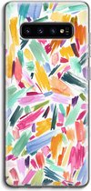 Case Company® - Samsung Galaxy S10 4G hoesje - Watercolor Brushstrokes - Soft Cover Telefoonhoesje - Bescherming aan alle Kanten en Schermrand