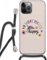 Case Company® - iPhone 13 Pro Max hoesje met Koord - Happy days - Telefoonhoesje met Zwart Koord - Extra Bescherming aan alle Kanten en Over de Schermrand