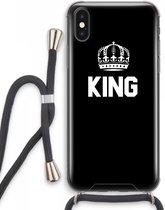 Case Company® - iPhone XS Max hoesje met Koord - King zwart - Telefoonhoesje met Zwart Koord - Extra Bescherming aan alle Kanten en Over de Schermrand