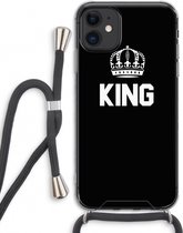 Case Company® - iPhone 11 hoesje met Koord - King zwart - Telefoonhoesje met Zwart Koord - Extra Bescherming aan alle Kanten en Over de Schermrand