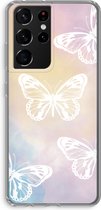 Case Company® - Samsung Galaxy S21 Ultra hoesje - White butterfly - Soft Cover Telefoonhoesje - Bescherming aan alle Kanten en Schermrand