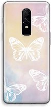 Case Company® - OnePlus 6 hoesje - White butterfly - Soft Cover Telefoonhoesje - Bescherming aan alle Kanten en Schermrand