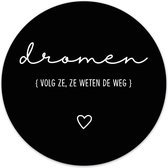 Label2X - Muurcirkel dromen zwart - Ø 20 cm - Dibond - Multicolor - Wandcirkel - Rond Schilderij - Muurdecoratie Cirkel - Wandecoratie rond - Decoratie voor woonkamer of slaapkamer