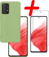 Samsung Galaxy A53 Hoesje Siliconen Met Screenprotector - Samsung Galaxy A53 Case Hoes Met Screenprotector - Groen