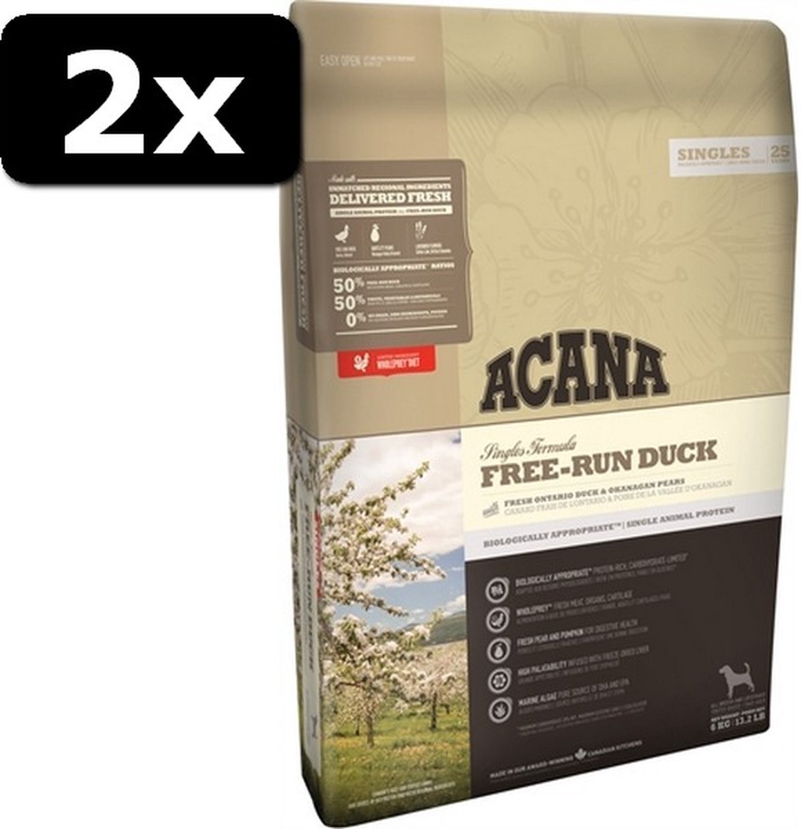 2x ACANA SINGLES FREE-RUN DUCK 2KG