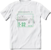 T32 Heavy tank leger T-Shirt | Unisex Army Tank Kleding | Dames / Heren Tanks ww2 shirt | Blueprint | Grappig bouwpakket Cadeau - Wit - 3XL