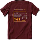 T32 Heavy tank leger T-Shirt | Unisex Army Tank Kleding | Dames / Heren Tanks ww2 shirt | Blueprint | Grappig bouwpakket Cadeau - Burgundy - S