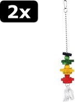 2x VOGELSPEELGOED HOUT MULTIKLEUR 30CM