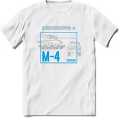 M4 Sherman leger T-Shirt | Unisex Army Tank Kleding | Dames / Heren Tanks ww2 shirt | Blueprint | Grappig bouwpakket Cadeau - Wit - XXL