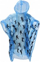 regenponcho met motief unisex blauw one size