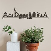 Skyline Westland (mini) Zwart Mdf Wanddecoratie Voor Aan De Muur Met Tekst City Shapes