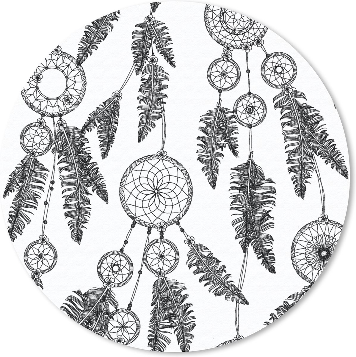 Muismat rond 40x40 cm - Mousepad Droomvanger - Veren - Indiaan - Patronen - Ronde muismatten