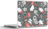 Laptop sticker - 12.3 inch - Klaproos - Schets - Vintage - 30x22cm - Laptopstickers - Laptop skin - Cover