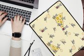 Laptophoes 15.6 inch - Kaas - Dieren - Patronen - Muizen - Laptop sleeve - Binnenmaat 39,5x29,5 cm - Zwarte achterkant