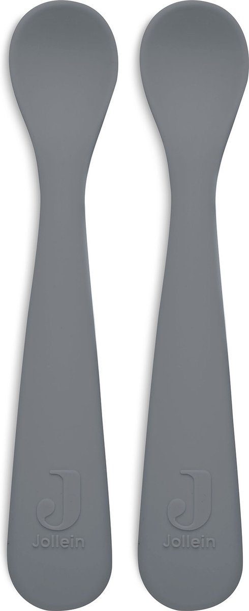Jollein Lepeltje Siliconen - Storm Grey - 2 stuks