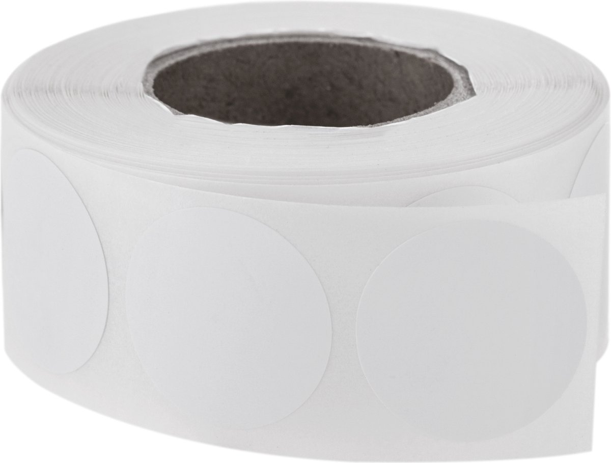 PrimeMatik - Rol van 500 witte ronde zelfklevende etiketten 19 mm