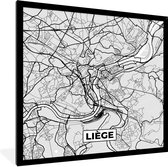 Cadre photo avec affiche Zwart Wit- Plan de la ville - Carte - België - Zwart Wit - Liège - Carte - 40x40 cm - Cadre pour affiche