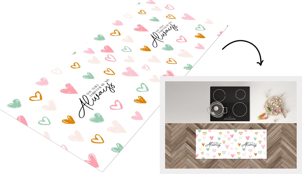 KitchenYeah Keukenloper - Loper keuken - You will forever be my always - Voor altijd - Quotes - Spreuken - Liefde - 120x50 cm - Keukenloper vinyl Multicolor