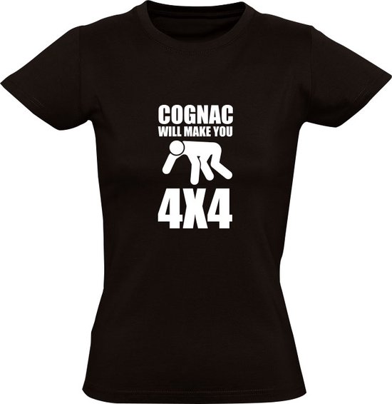 Le Cognac vous fera 4x4 T-shirt femme | boisson | de l'alcool | alcool | Noir