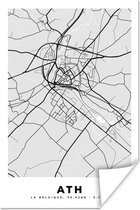 Affiche België – Ath – City Map – Map – Zwart Wit – Carte - 80x120 cm