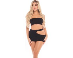 Pink Lipstick Lingerie Top en rok set FEMME SEAMLESS 2PC SET Zwart